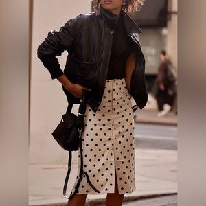 Free People Analise Midi Skirt ✨ Cream Combo Size 2 | polka dot